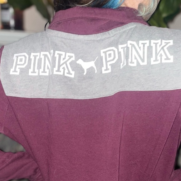 “PINK” Maroon Mock Neck Sweater - Picture 3 of 3